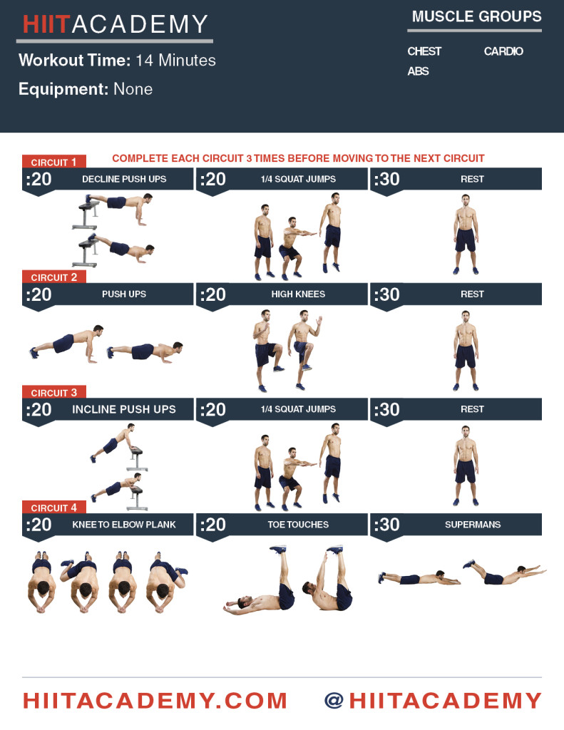 Chest, Cardio, Ab HIIT Workout